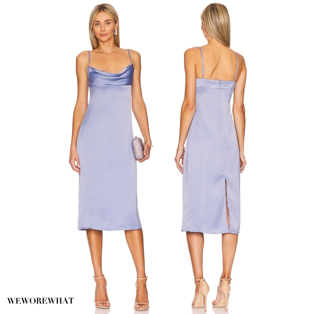 WeWoreWhat▪️Satin Charmeuse Cowl Neck Midi Dress